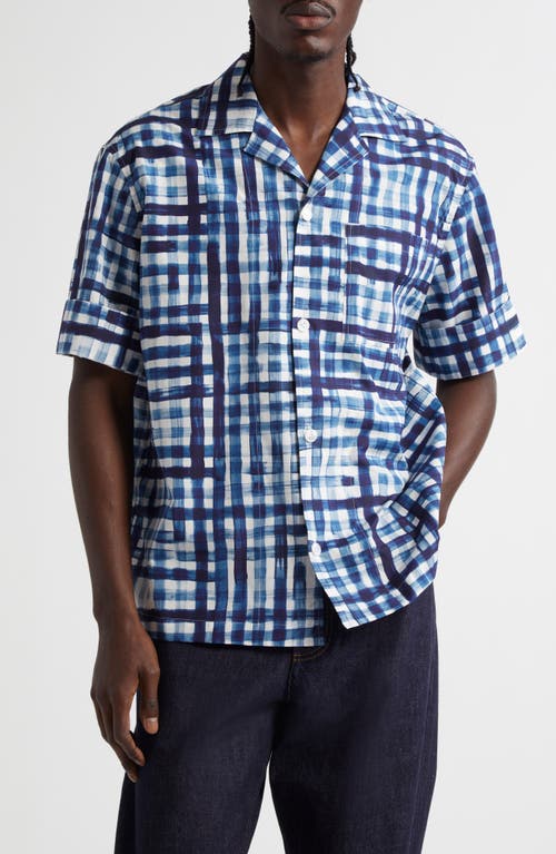 Bottega Veneta Printed Check Bowling Shirt In Chalk/eclipse