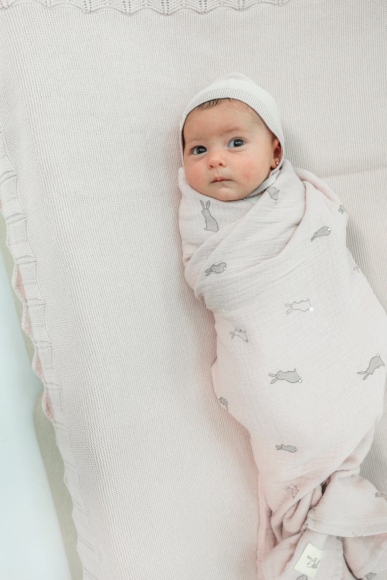 Bunny Applique Swaddle Knit, Alternate, color, Primrose