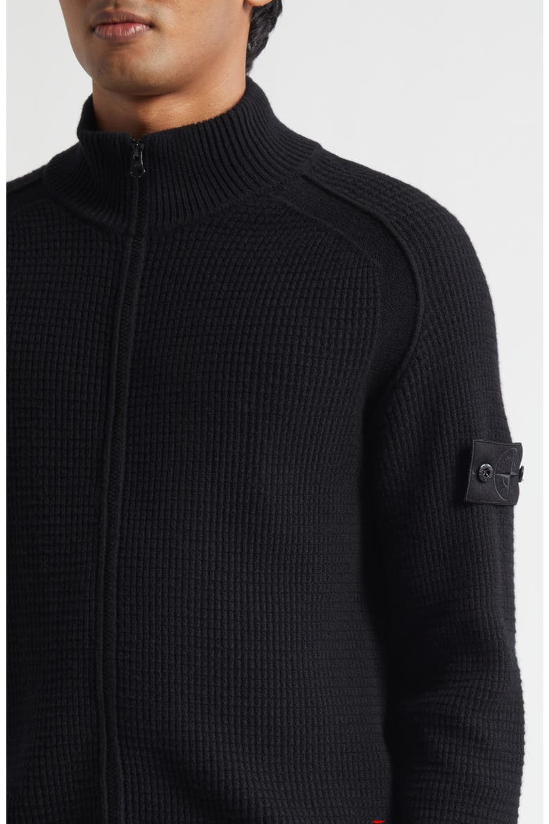 Ghost Virgin Wool Zip Cardigan, Alternate, color, V0029 BLACK