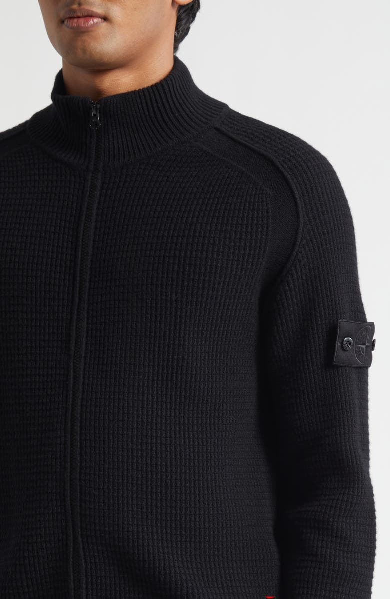 Stone Island Ghost Virgin Wool Zip Cardigan, Alternate, color, V0029 Black