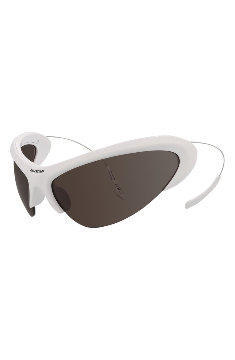 Balenciaga 91mm Oval Sunglasses, Alternate, color, White Silver Grey