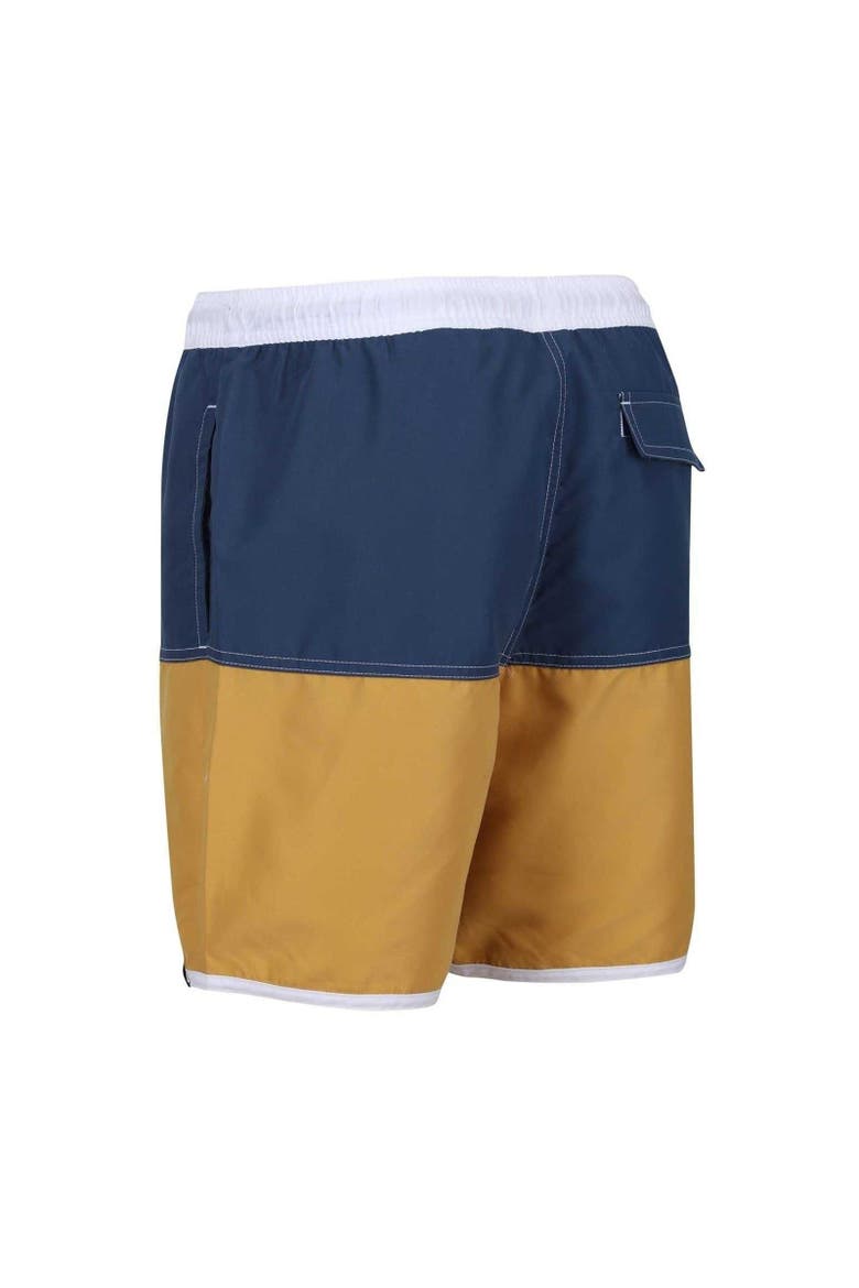 Benicio Swim Shorts, Alternate, color, Dark Denim and Gold Straw