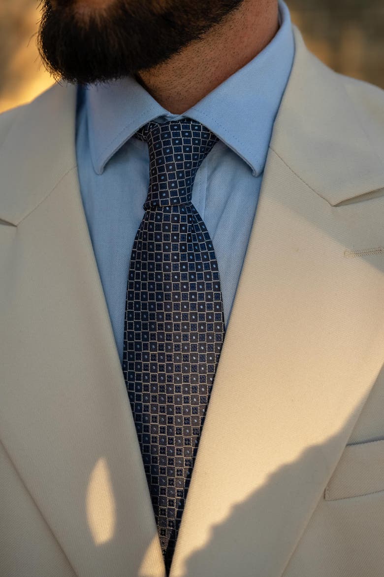 Ravenna - Silk Jacquard Tie for Men, Main, color, Blue