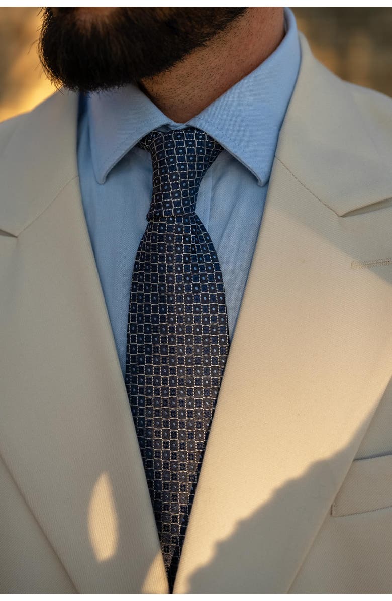 Elizabetta Ravenna - Extra Long Silk Jacquard Tie for Men, Main, color, Blue