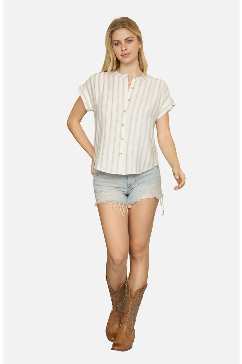 Stripe Button-Up Shirt, Alternate, color, OLIVE