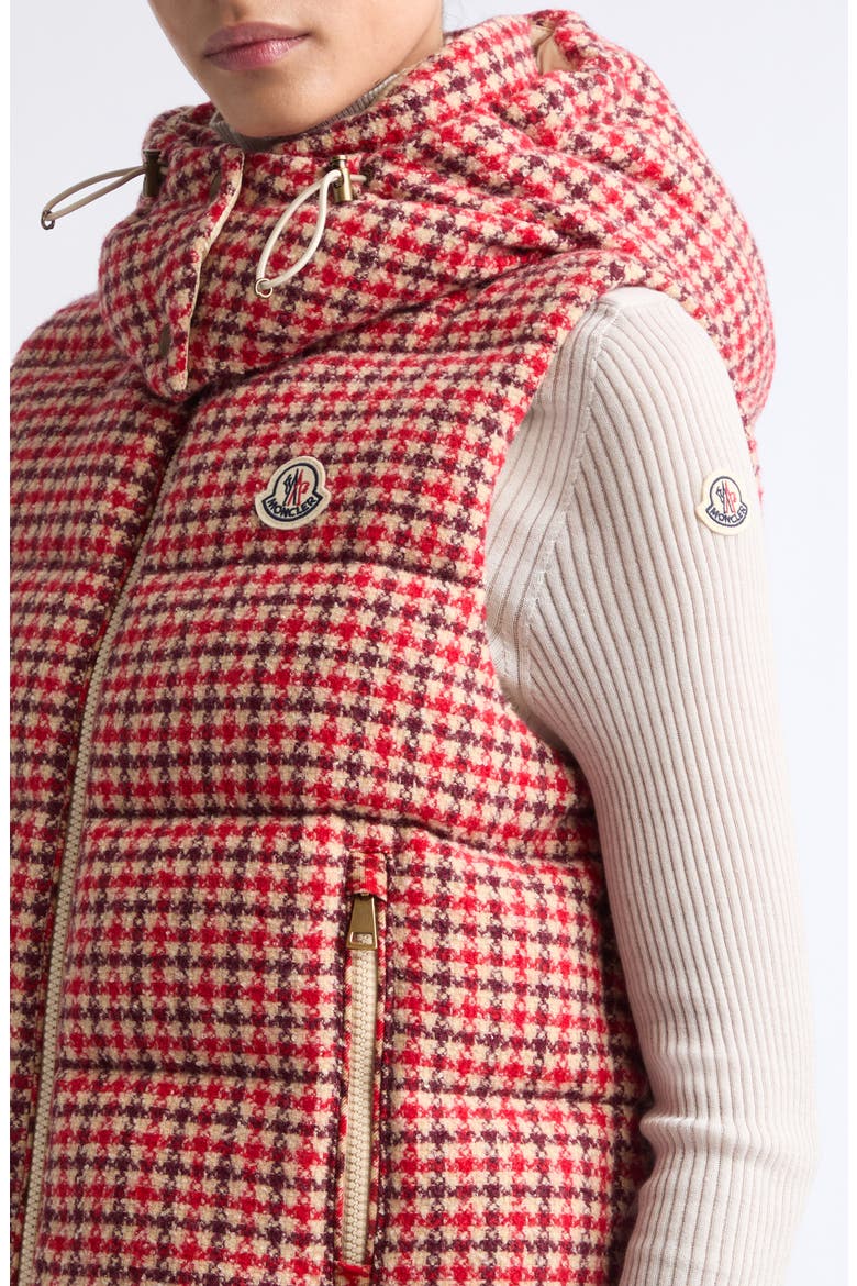 Niverolle Down Puffer Vest with Removable Hood, Alternate, color, CHECK PRINT