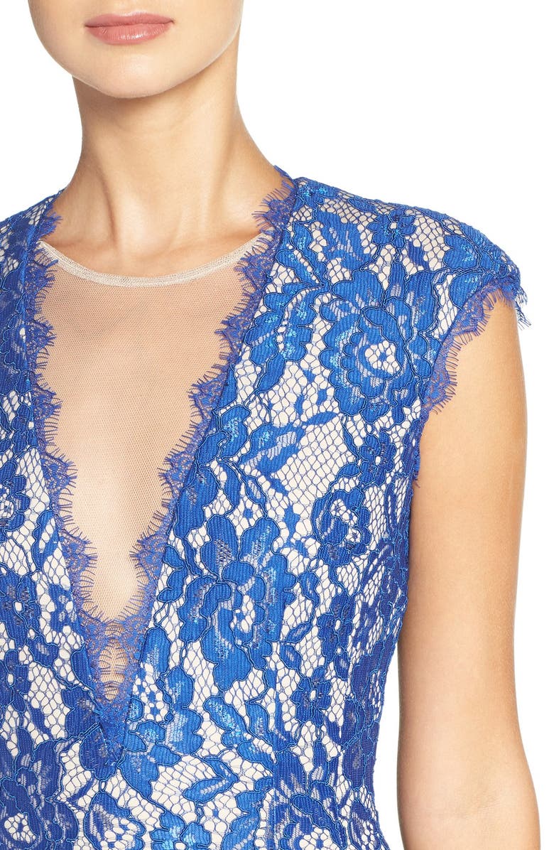 Aidan by Aidan Mattox Open Back Lace Sheath Dress, Alternate, color,