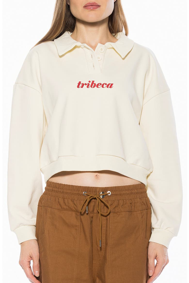 Kario Crop Polo Sweatshirt, Main, color, IVORY