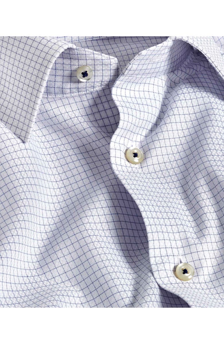 David Donahue Trim Fit Grid Check Cotton Dobby Dress Shirt, Alternate, color, White/ Blue