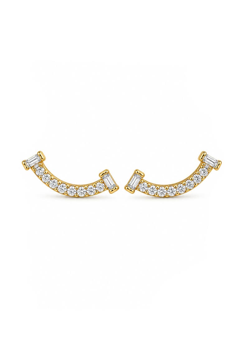 Cubic Zirconia Smile Stud Earrings, Main, color, GOLD PLATED