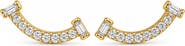 BEST SILVER Cubic Zirconia Smile Stud Earrings