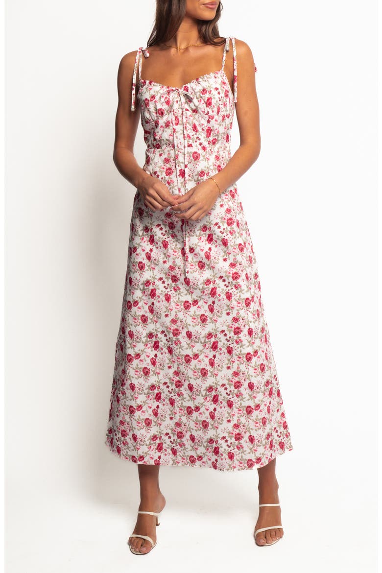 Imelda Tie Strap Midi Dress, Main, color, ROSE PRINT