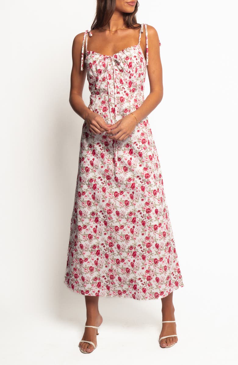 Petal & Pup Imelda Tie Strap Midi Dress, Main, color, Rose Print
