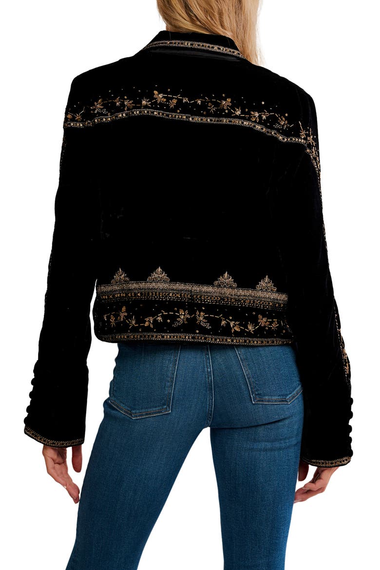 Maxxie Bead Detail Velvet Jacket, Alternate, color, BLACK