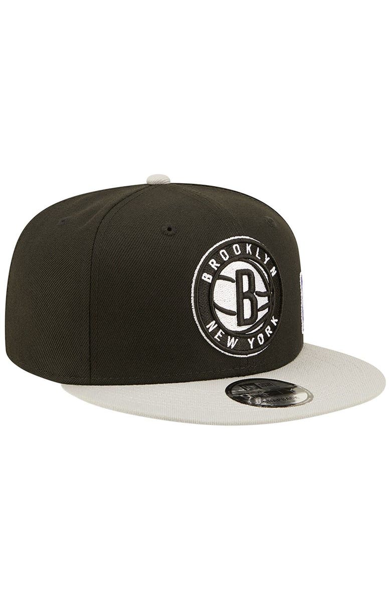 New Era Men's New Era Black/Gray Brooklyn Nets Back Letter Arch 9FIFTY Snapback Hat, Alternate, color,