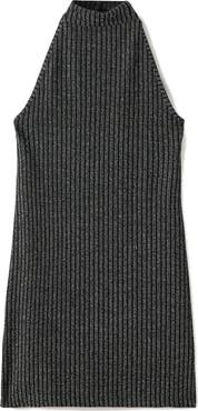 MANGO TEEN Metallic Halter Neck Ribbed Minidress