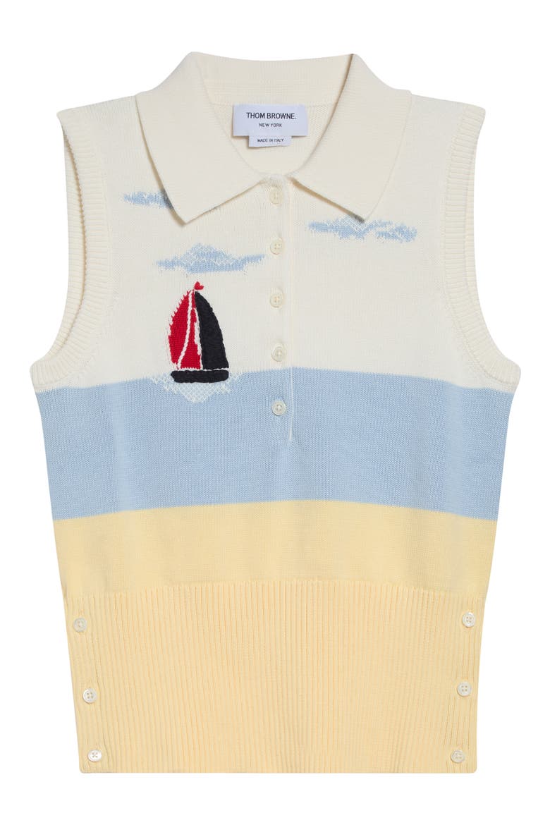 Hand-Embroidered Nantucket Scenic Jersey Tank, Main, color, WHITE