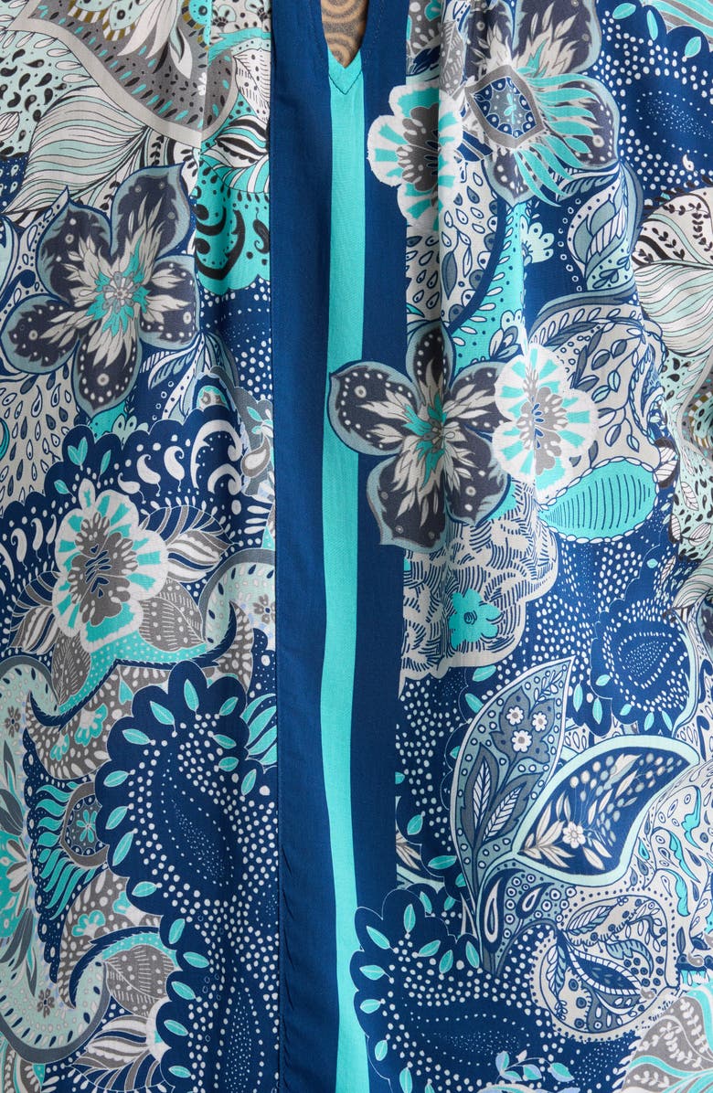 Liverpool Los Angeles Print Keyhole Top, Alternate, color, Aqua Blue Multi