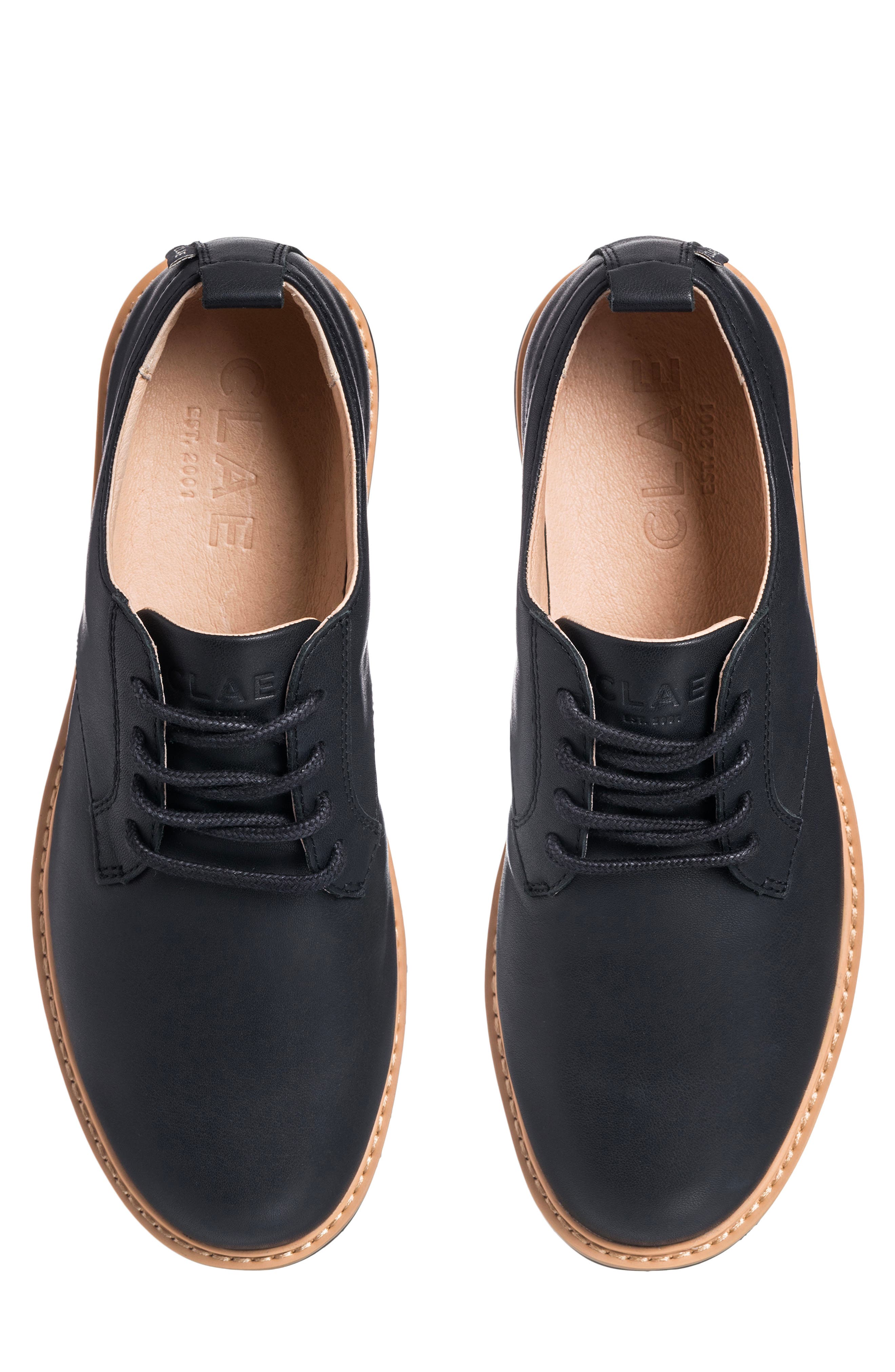 CLAE Logan Lugged Plain Toe Derby, Alternate, color, Black Natural Leather