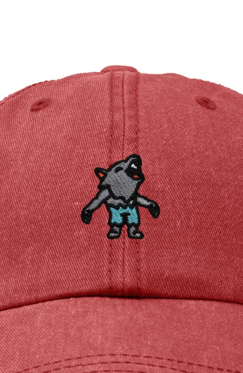 Dalix Werewolf Embroidered Dad Hat In Washed Red