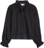 MILLE Annette Lace Detail Cotton Button-Up Shirt