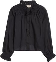MILLE Annette Lace Detail Cotton Button-Up Shirt