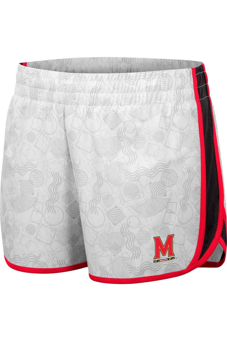 Women's Colosseum White Maryland Terrapins The Plastics Geo Print Shorts, Alternate, color, White