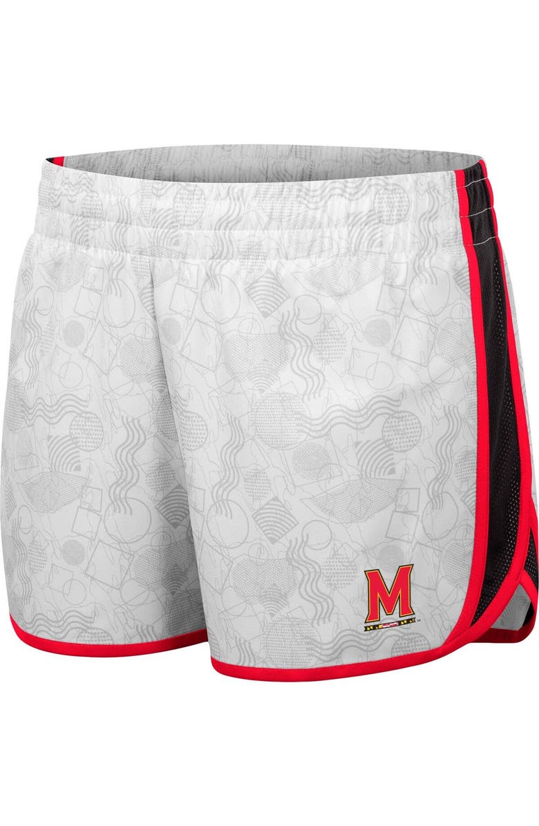 COLOSSEUM Women's Colosseum White Maryland Terrapins The Plastics Geo Print Shorts, Alternate, color,