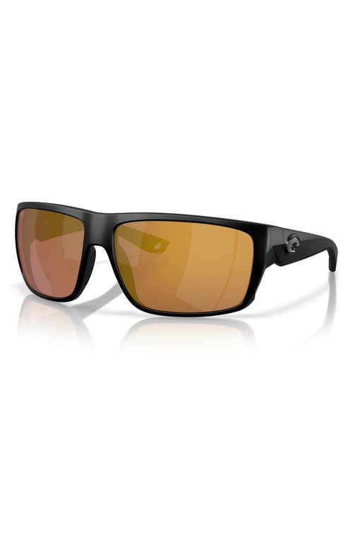 Costa Del Mar 59mm Polarized Square Sunglasses In Matte Black/gold Mirror 580g