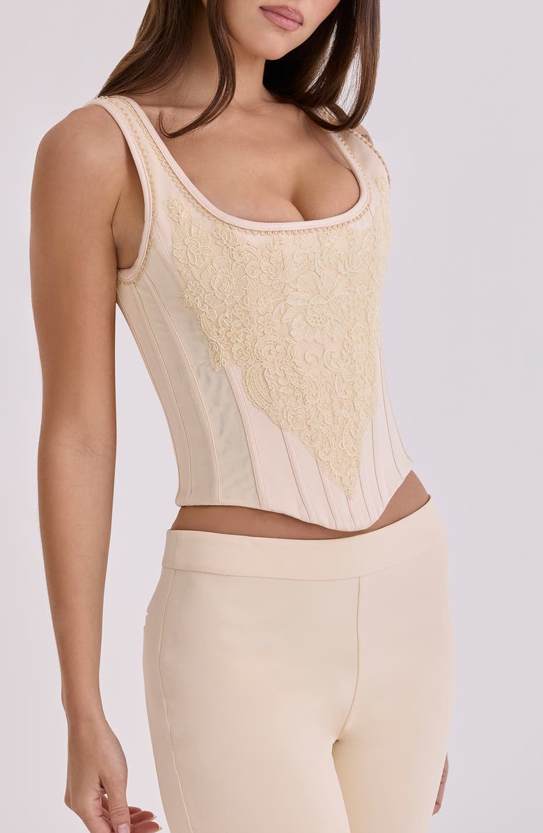 HOUSE OF CB Mimi Ivory Embroidered Corset Top, Alternate, color, Vintage Ivory