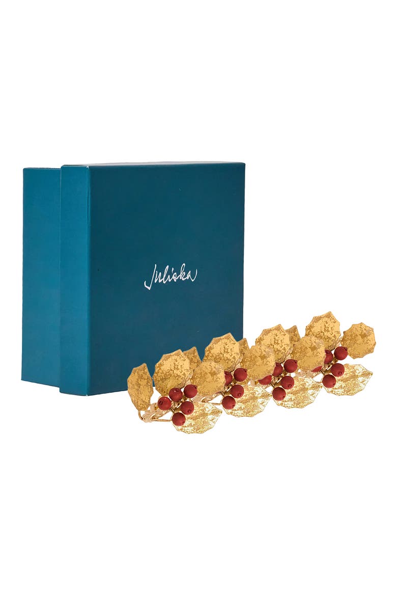Forest Walk Holly Berries Set of 4 Napkin Rings, Alternate, color, MULTI