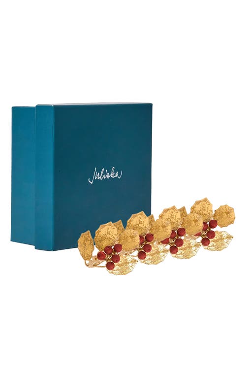 Juliska Forest Walk Holly Berries Set Of 4 Napkin Rings In Gold