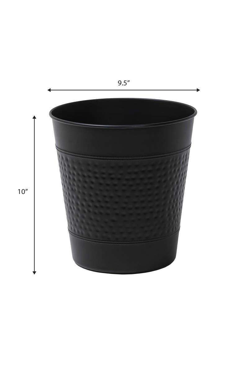 HAPPIMESS Riley Modern Classic Hammered Steel Accent 2 Gal Waste Bin, Alternate, color, Matte Black