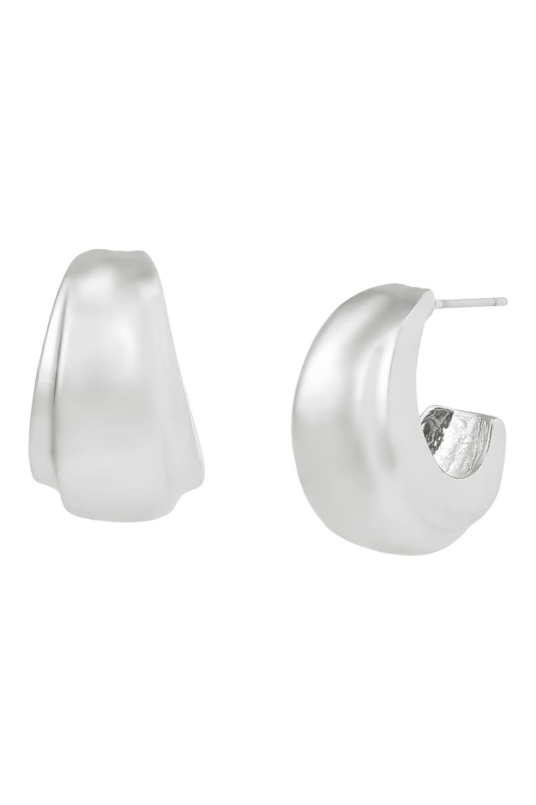 Chubby Huggie Earrings, Main, color, SILVER