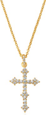 Crislu Pavé Cluster Cubic Zirconia Cross Pendant Necklace