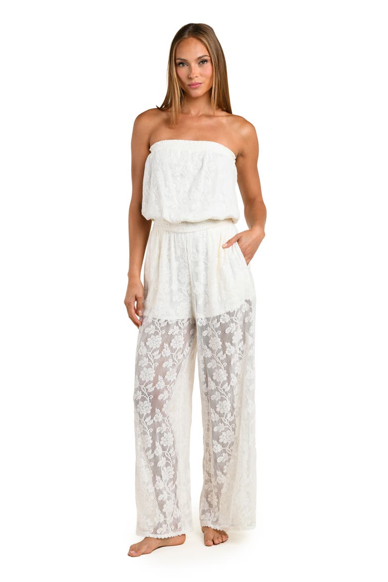 Celestial Petals Open Stitch Cover-Up Jumpsuit, Alternate, color, IVORY