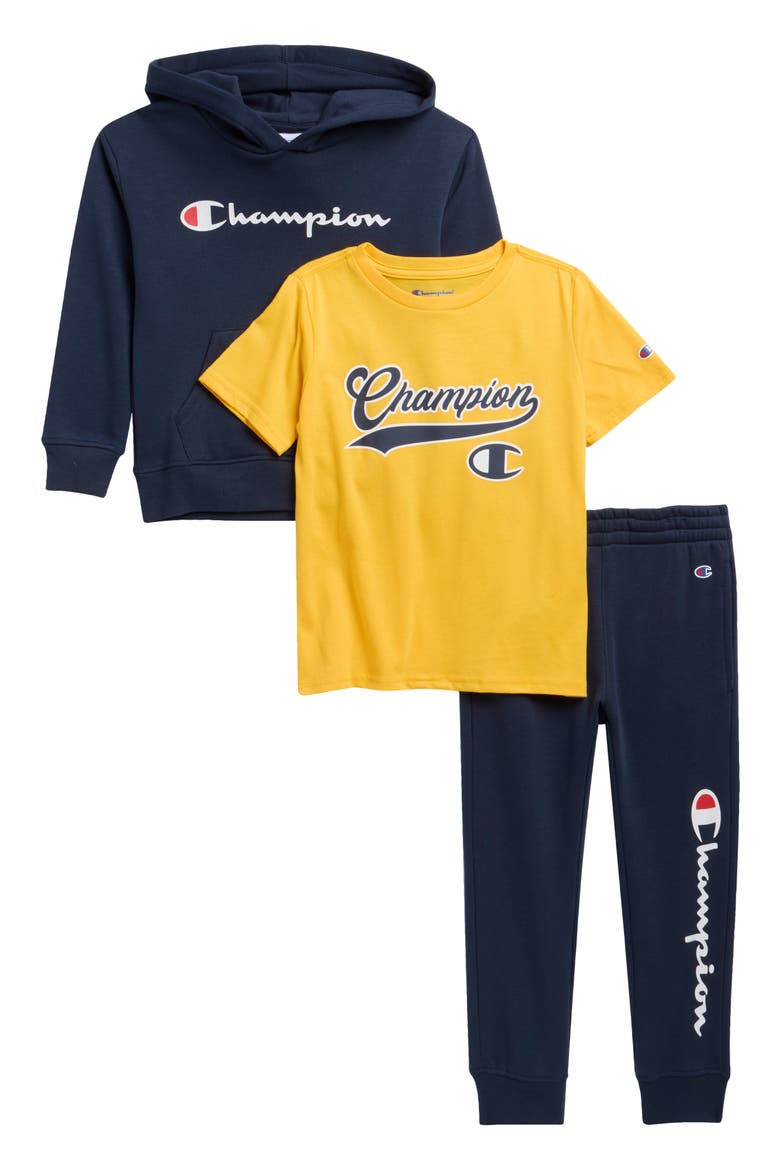 Kids' 3-Piece Hoodie, Tee & Joggers Set, Main, color, DARK NAVY