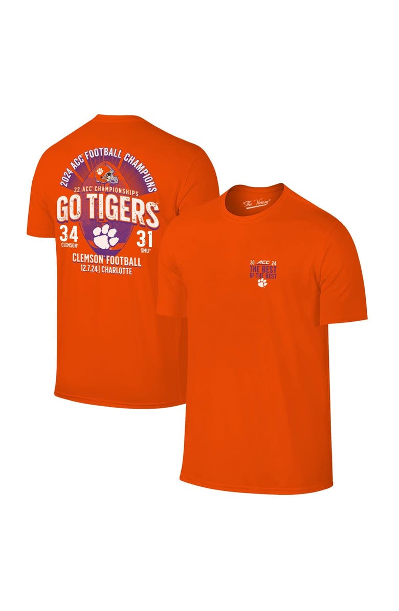 VICTORY LABEL Men's Orange Clemson Tigers 2024 ACC Football Conference Champions Score T-Shirt, Main, color,