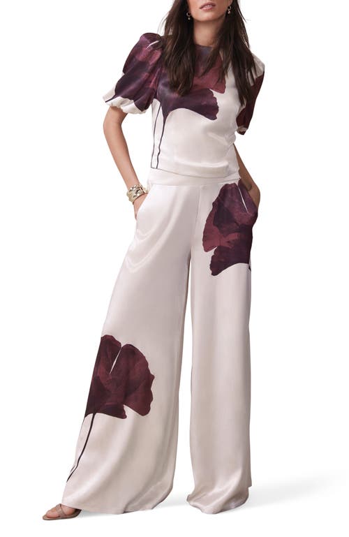 Mint Velvet Floral Print Satin Trouser In Multi