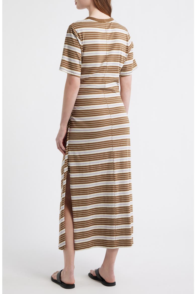 The Slub Stripe T-Shirt Maxi Dress, Alternate, color, BROWN MULTI