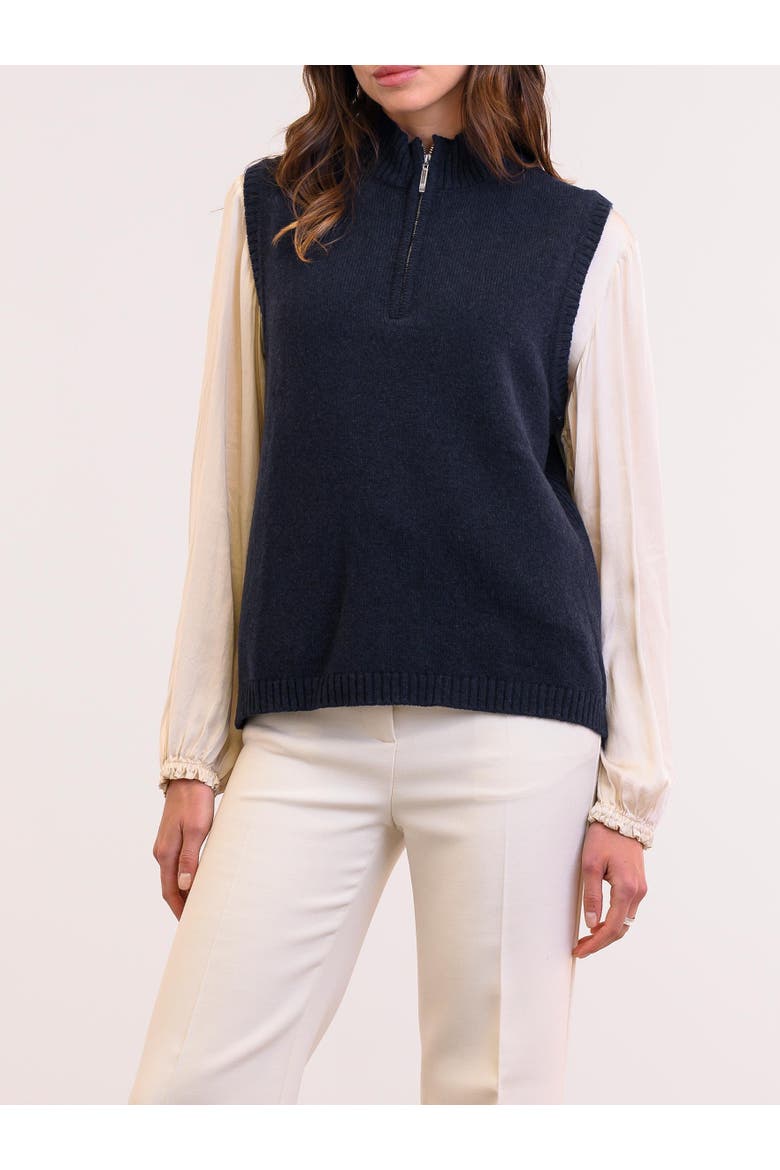 Lmbswl Quarter Zip Slvless Top, Alternate, color, DARK NAVY