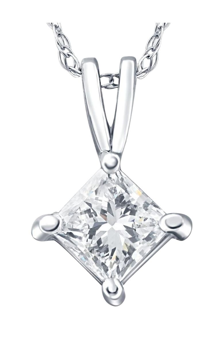 Bliss Diamond 1/2Ct Princess Cut Solitaire Diamond Pendant Necklace in 14k Gold Lab Grown, Main, color, 