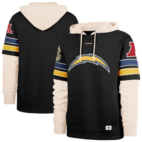 Men's '47  Black Los Angeles Chargers Split Zone Cornerback Duo Hoodie