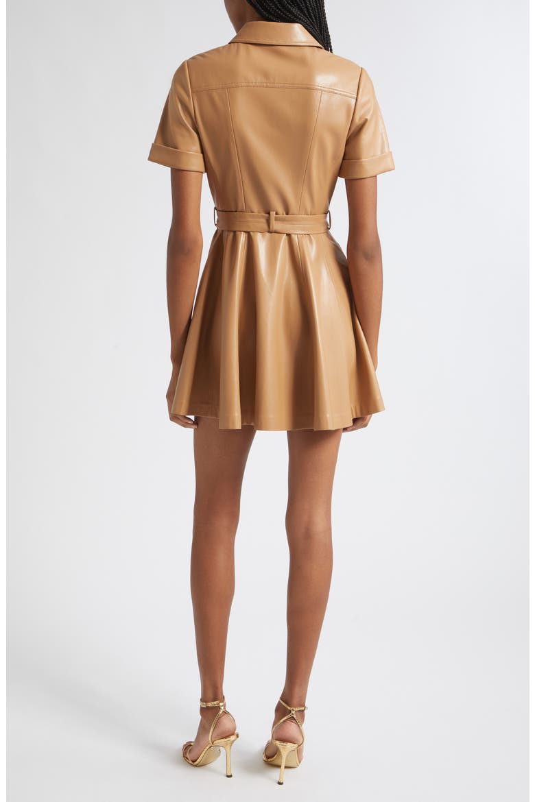 Lucy Faux Leather Mini Shirtdress, Alternate, color, TAN