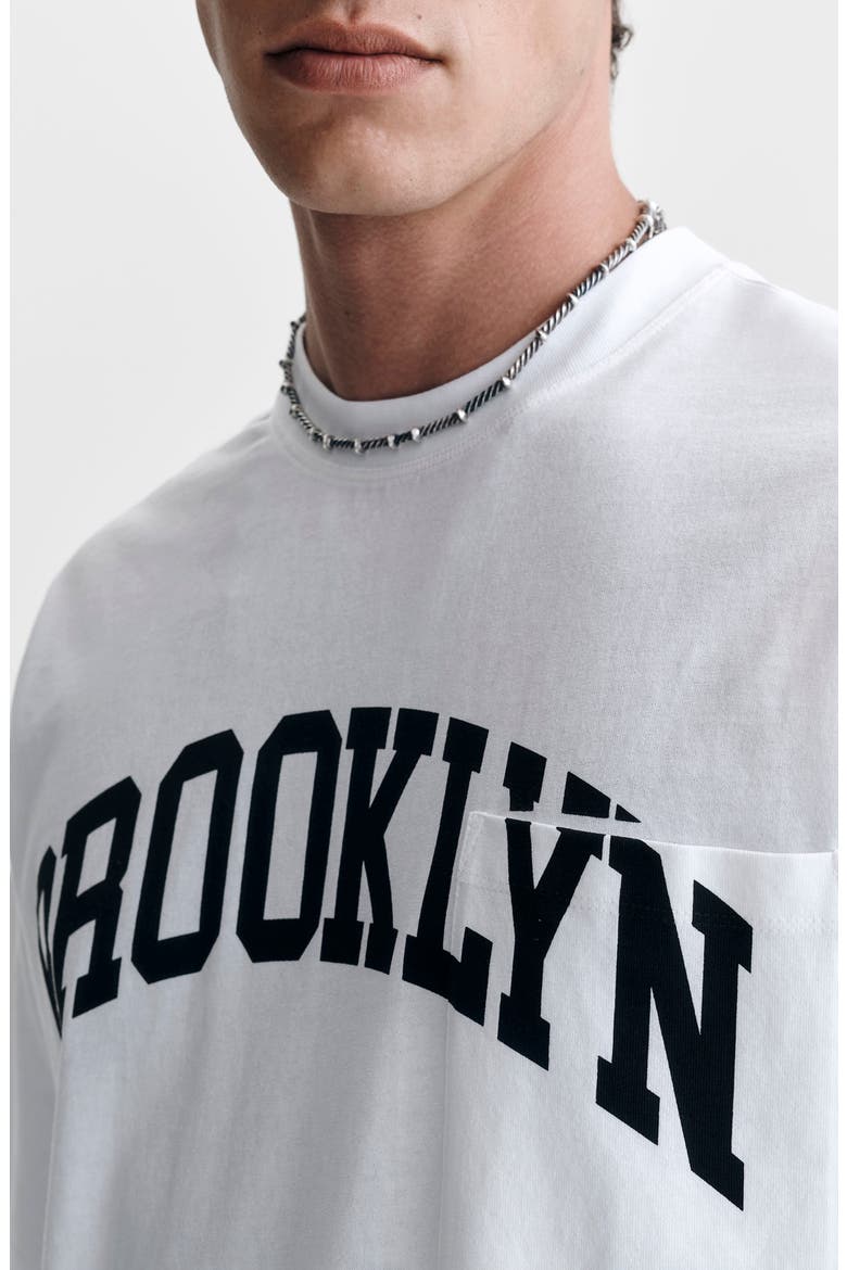Loose Fit Collegiate Logo Cotton Graphic T-Shirt, Alternate, color, WHITE