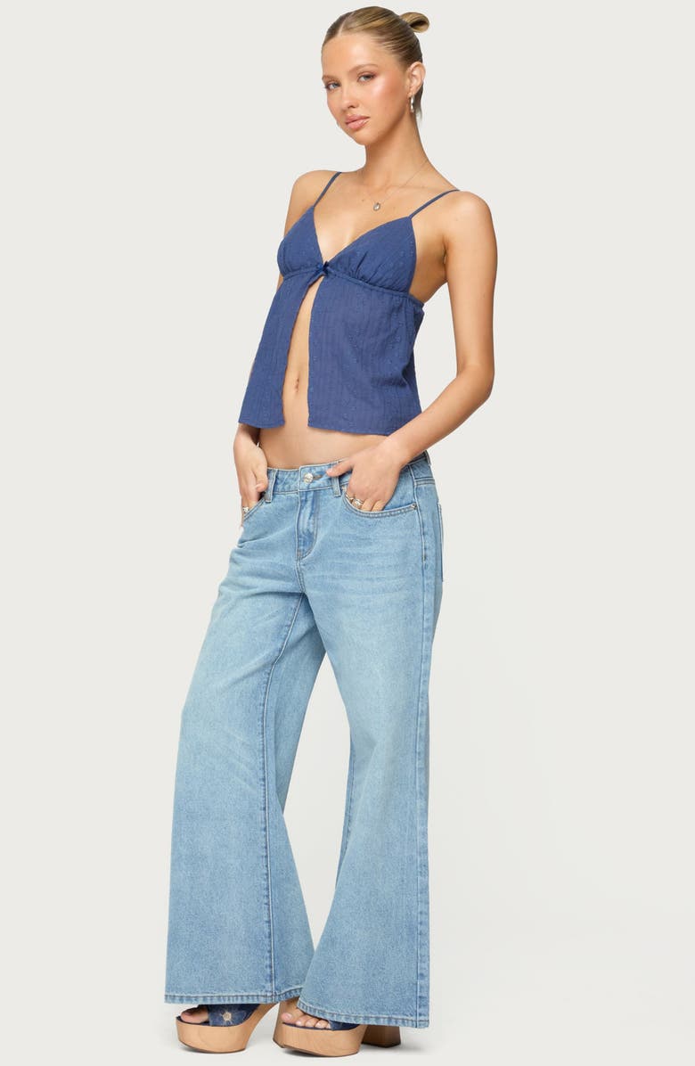 EDIKTED Otis Eyelet Split Front Camisole, Alternate, color, Navy