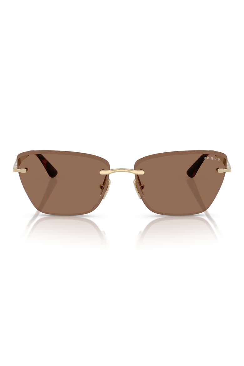 59mm Rimless Cat Eye Sunglasses, Main, color, PALE GOLD