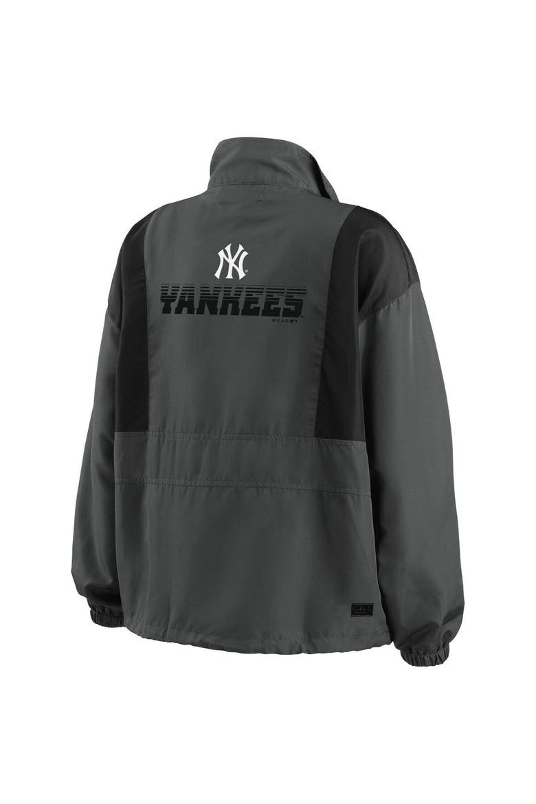 Women's WEAR by Erin Andrews Charcoal New York Yankees Packable Half-Zip Jacket, Alternate, color, Charcoal