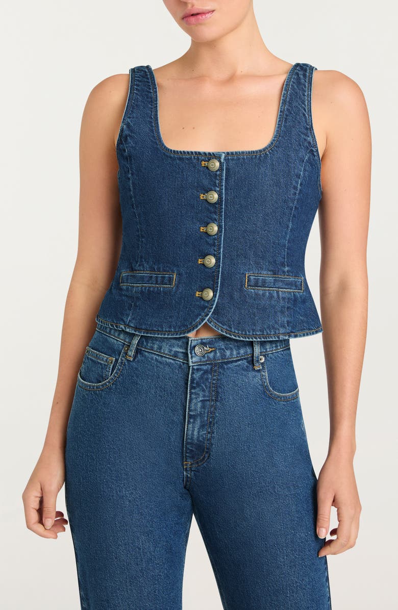 Cinq à Sept Rowena Denim Vest, Main, color, Tide