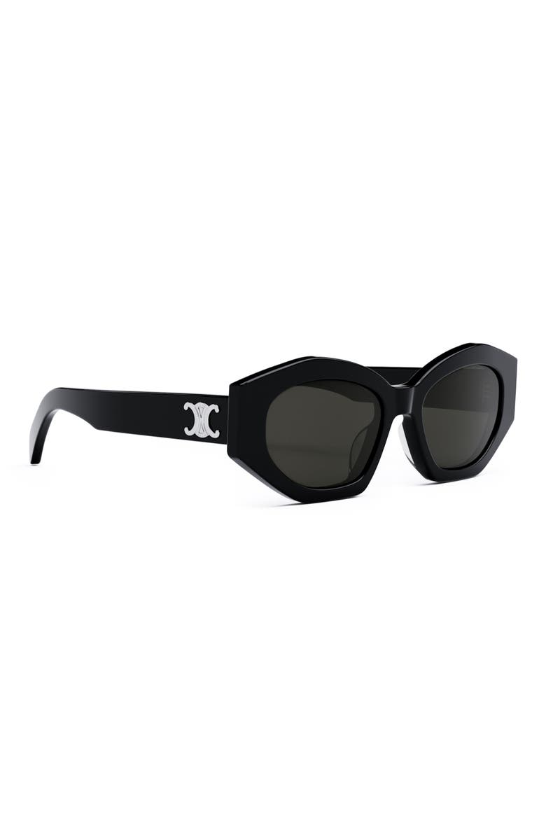 Triomphe 54mm Cat Eye Sunglasses, Alternate, color, SHINY BLACK / SMOKE